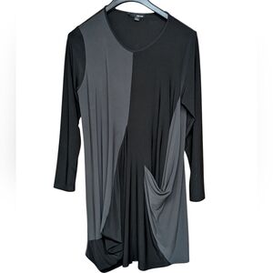 Sun Kim Lagenlook Colorblock Black and Gray Dress Size Large